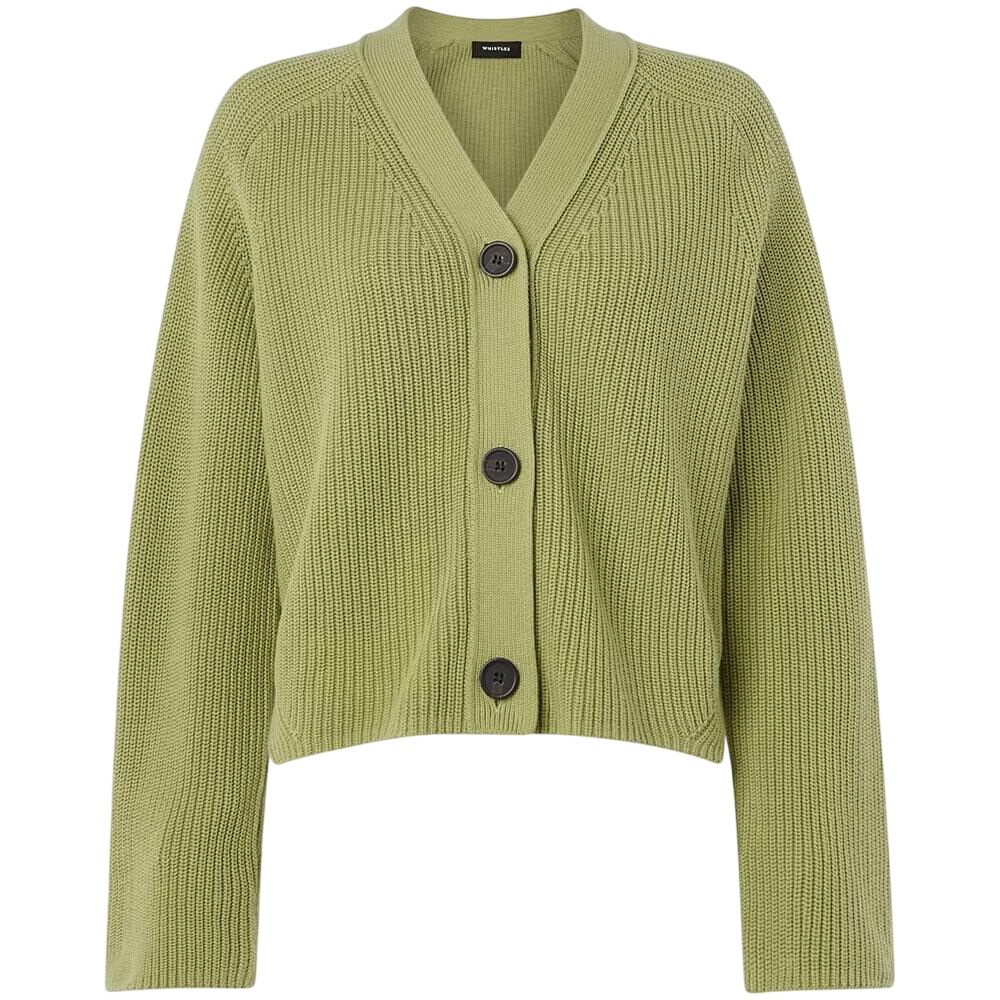 Whistles Green Nala Cotton Cardigan